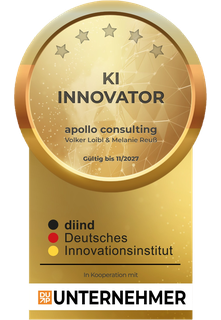 Siegel KI-Innovator für apollo consulting, Volker Loibl und Melanie Reuß